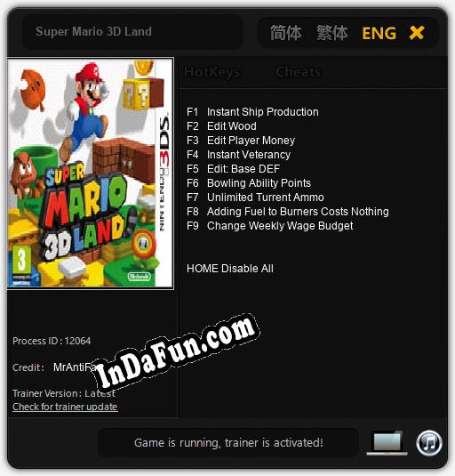 Super Mario 3D Land: TRAINER AND CHEATS (V1.0.45)