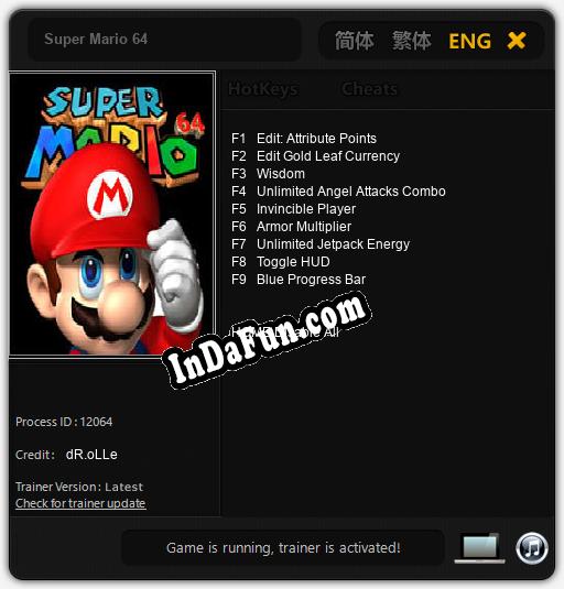 Super Mario 64: TRAINER AND CHEATS (V1.0.44)