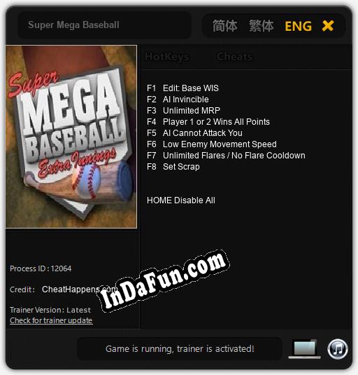 Super Mega Baseball: Trainer +8 [v1.5]