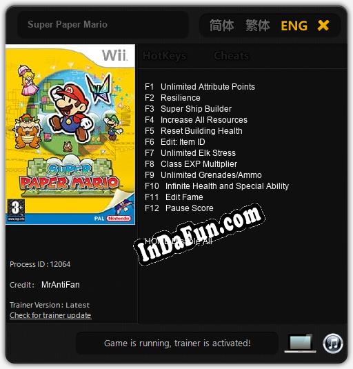 Super Paper Mario: TRAINER AND CHEATS (V1.0.75)