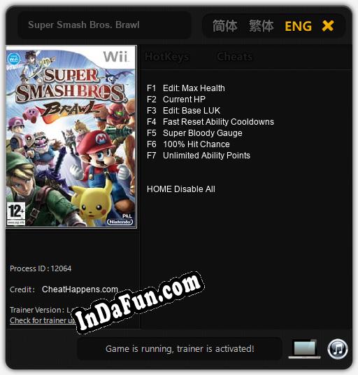 Super Smash Bros. Brawl: TRAINER AND CHEATS (V1.0.87)