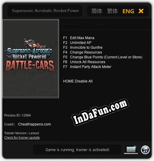 Supersonic Acrobatic Rocket-Powered Battle-Cars: Cheats, Trainer +7 [CheatHappens.com]