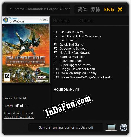 Supreme Commander: Forged Alliance: TRAINER AND CHEATS (V1.0.15)