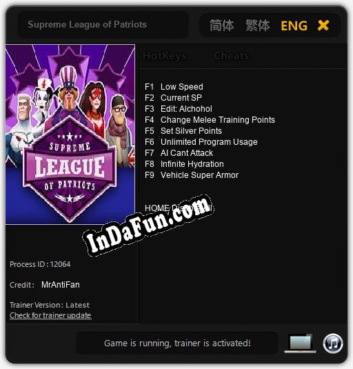 Supreme League of Patriots: TRAINER AND CHEATS (V1.0.19)