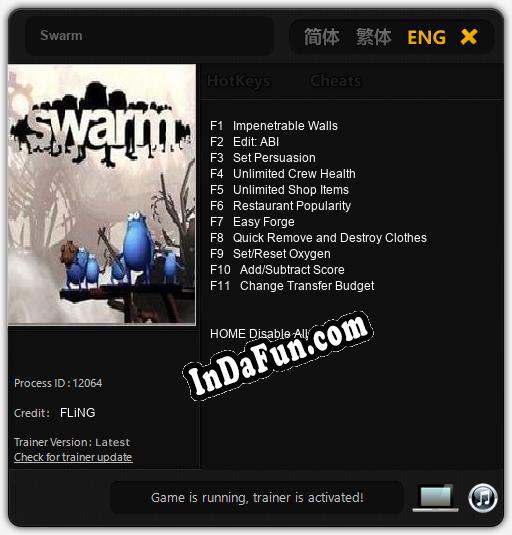 Swarm: Cheats, Trainer +11 [FLiNG]