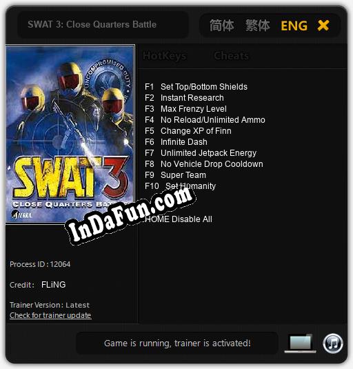 Trainer for SWAT 3: Close Quarters Battle [v1.0.1]