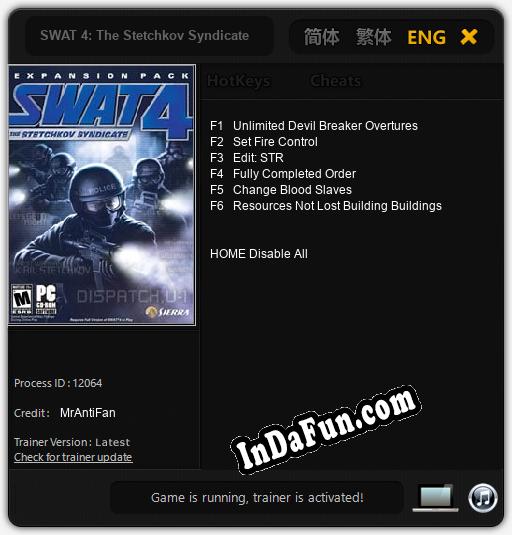 SWAT 4: The Stetchkov Syndicate: Cheats, Trainer +6 [MrAntiFan]