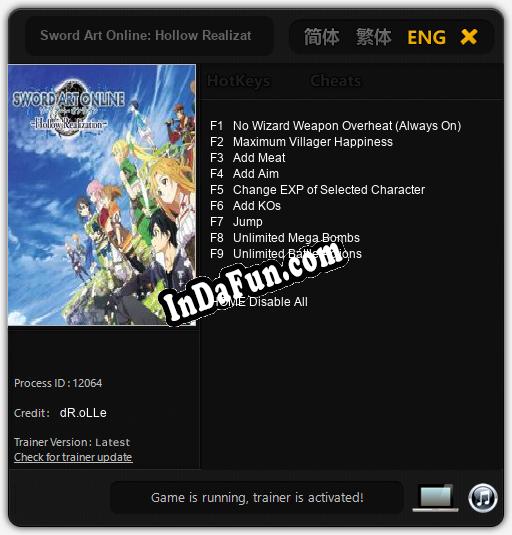 Sword Art Online: Hollow Realization: Cheats, Trainer +9 [dR.oLLe]