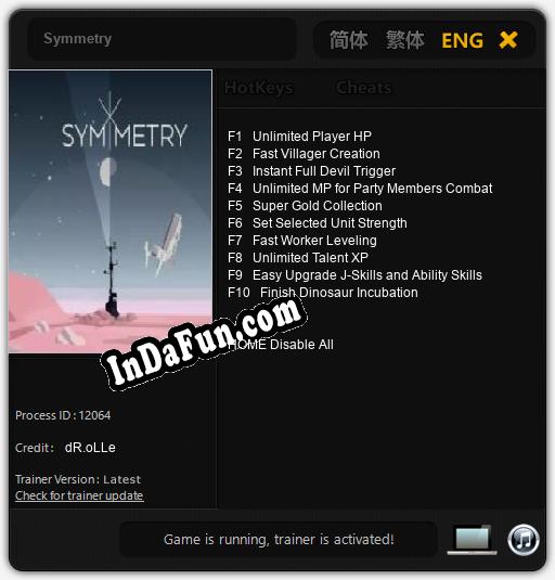 Symmetry: Cheats, Trainer +10 [dR.oLLe]