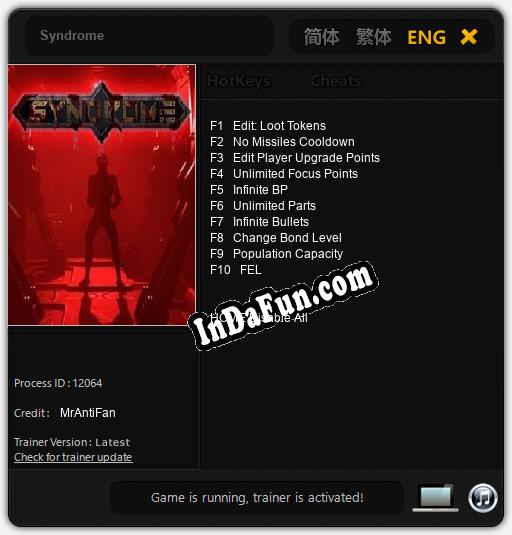 Syndrome: TRAINER AND CHEATS (V1.0.35)