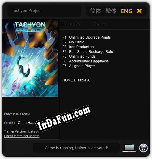 Tachyon Project: TRAINER AND CHEATS (V1.0.56)