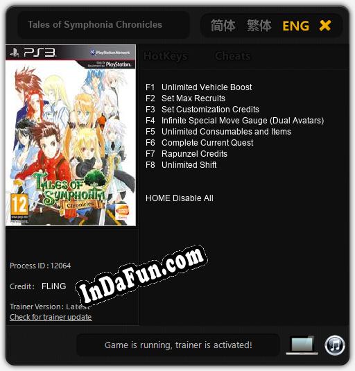 Trainer for Tales of Symphonia Chronicles [v1.0.7]