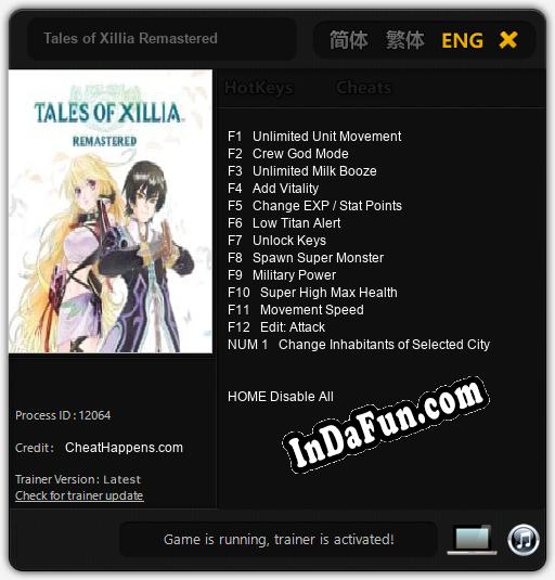 Trainer for Tales of Xillia Remastered [v1.0.3]