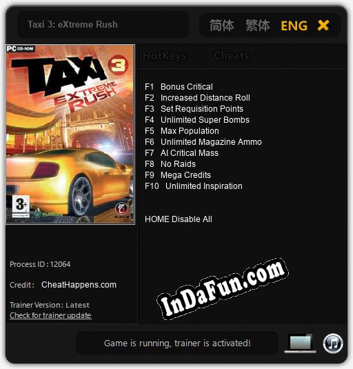 Taxi 3: eXtreme Rush: Trainer +10 [v1.7]