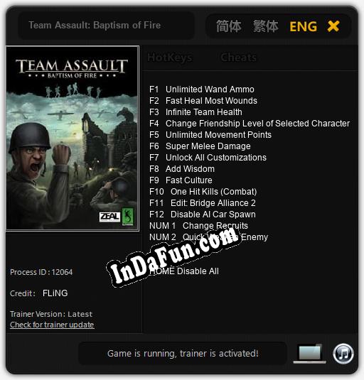 Team Assault: Baptism of Fire: TRAINER AND CHEATS (V1.0.98)