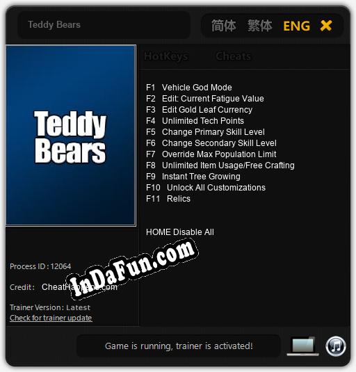 Teddy Bears: Trainer +11 [v1.3]