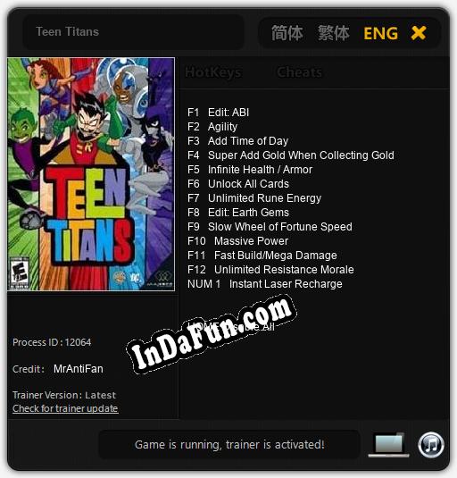 Teen Titans: Cheats, Trainer +13 [MrAntiFan]