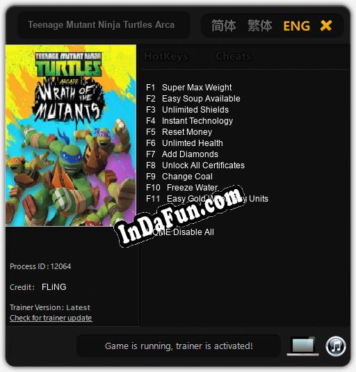 Teenage Mutant Ninja Turtles Arcade: Wrath of the Mutants: TRAINER AND CHEATS (V1.0.10)