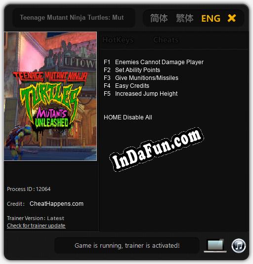 Teenage Mutant Ninja Turtles: Mutants Unleashed: Cheats, Trainer +5 [CheatHappens.com]