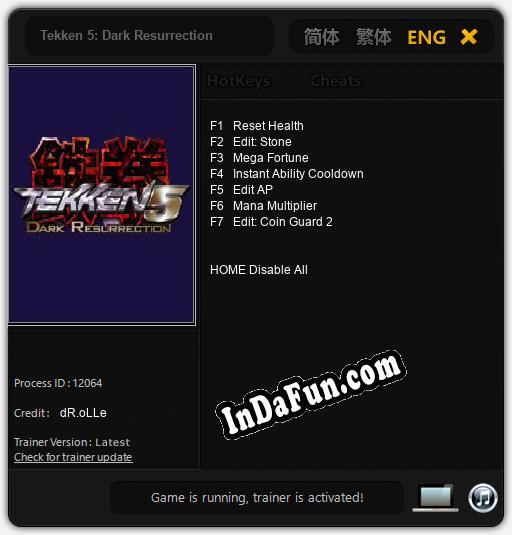 Trainer for Tekken 5: Dark Resurrection [v1.0.3]