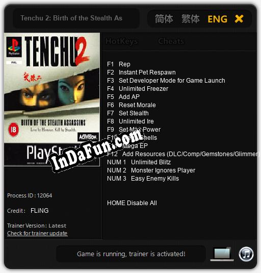 Trainer for Tenchu 2: Birth of the Stealth Assassins [v1.0.6]