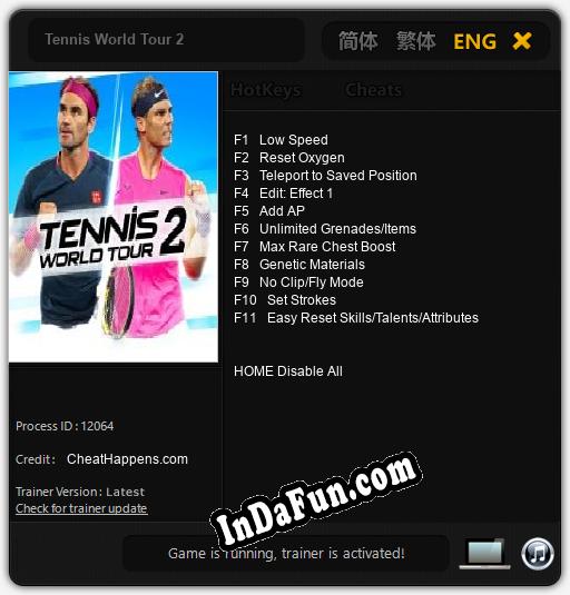 Tennis World Tour 2: Trainer +11 [v1.2]