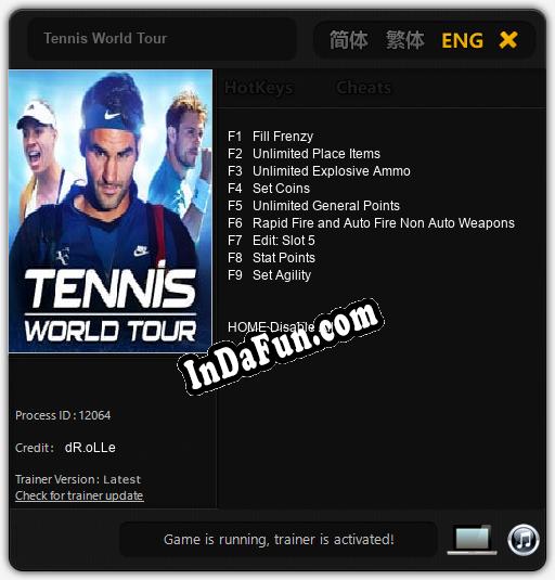 Tennis World Tour: Cheats, Trainer +9 [dR.oLLe]