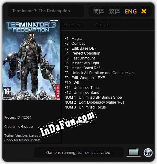 Terminator 3: The Redemption: Trainer +15 [v1.9]