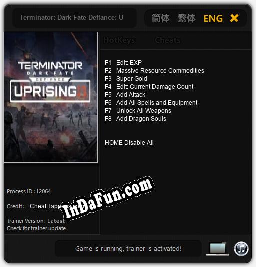 Trainer for Terminator: Dark Fate Defiance: Uprising [v1.0.4]
