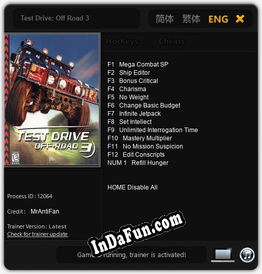 Test Drive: Off Road 3: TRAINER AND CHEATS (V1.0.75)