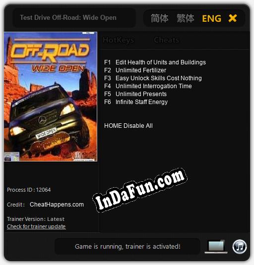 Trainer for Test Drive Off-Road: Wide Open [v1.0.5]