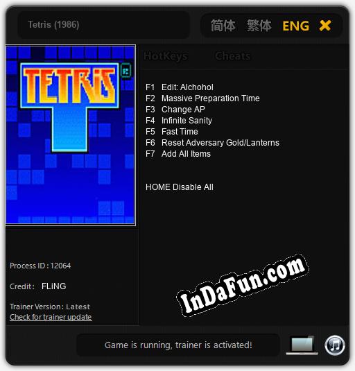 Tetris (1986): TRAINER AND CHEATS (V1.0.62)