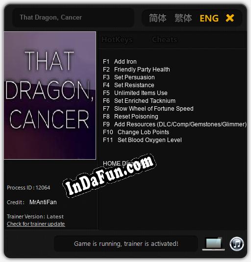 That Dragon, Cancer: Trainer +11 [v1.4]