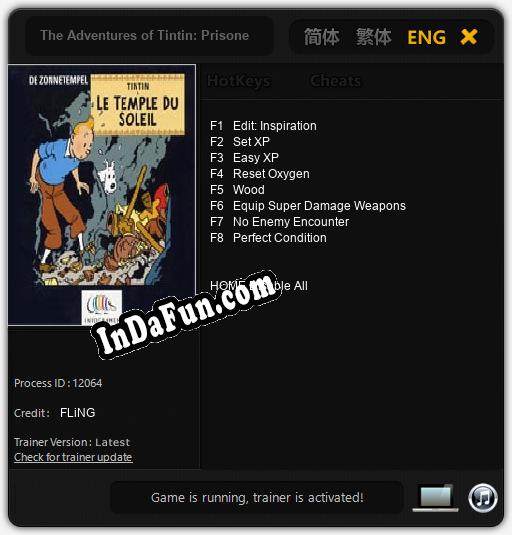 The Adventures of Tintin: Prisoners of the Sun: Trainer +8 [v1.2]