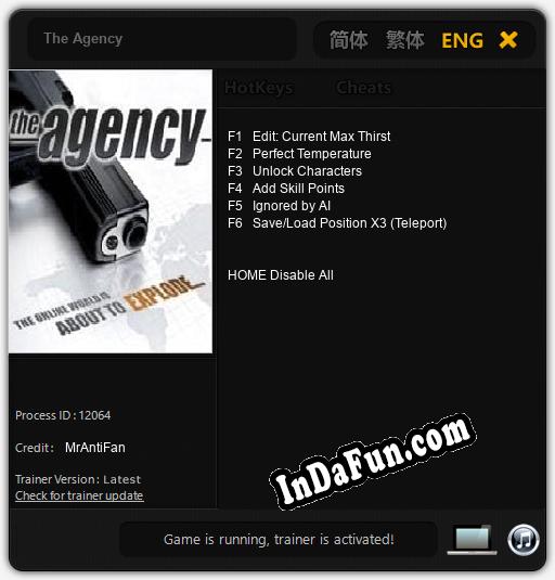 The Agency: TRAINER AND CHEATS (V1.0.86)