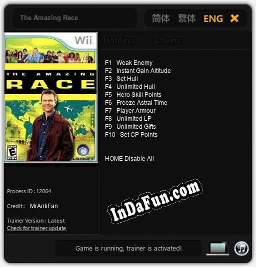 The Amazing Race: TRAINER AND CHEATS (V1.0.25)