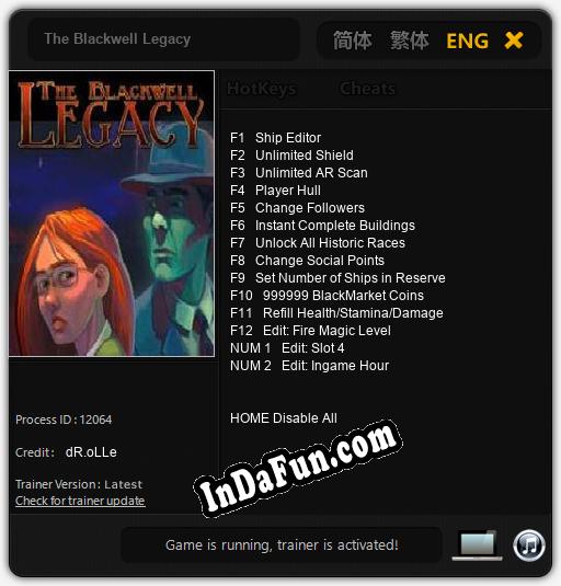 The Blackwell Legacy: TRAINER AND CHEATS (V1.0.87)