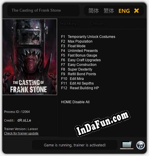 The Casting of Frank Stone: TRAINER AND CHEATS (V1.0.64)