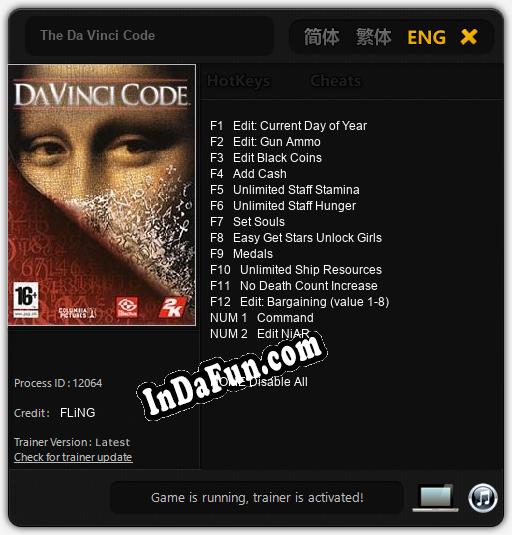 Trainer for The Da Vinci Code [v1.0.5]