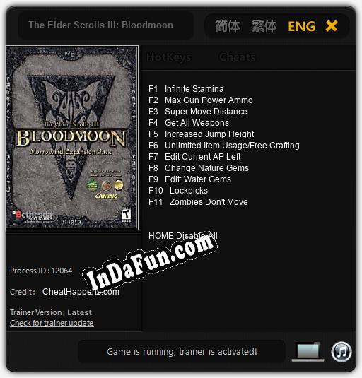 The Elder Scrolls III: Bloodmoon: Trainer +11 [v1.6]