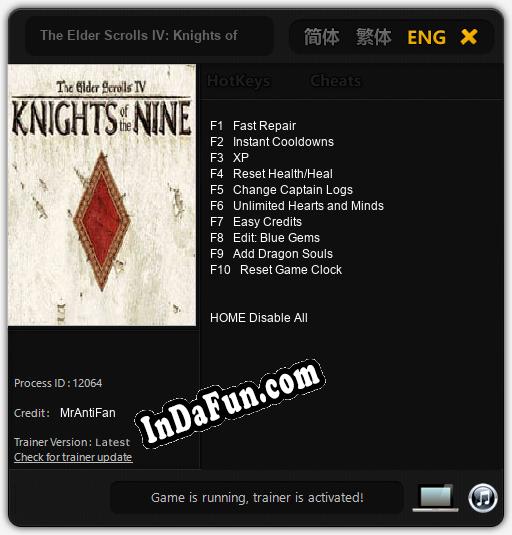 Trainer for The Elder Scrolls IV: Knights of the Nine [v1.0.2]