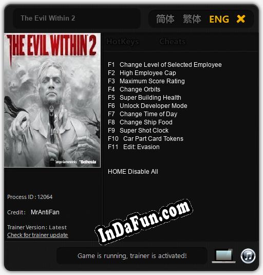 The Evil Within 2: TRAINER AND CHEATS (V1.0.88)