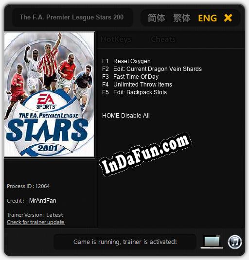 The F.A. Premier League Stars 2001: TRAINER AND CHEATS (V1.0.5)