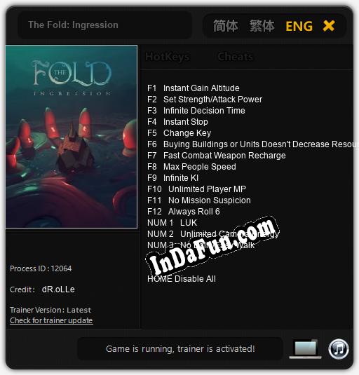 The Fold: Ingression: TRAINER AND CHEATS (V1.0.32)