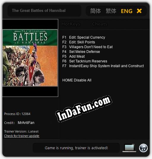 The Great Battles of Hannibal: TRAINER AND CHEATS (V1.0.43)