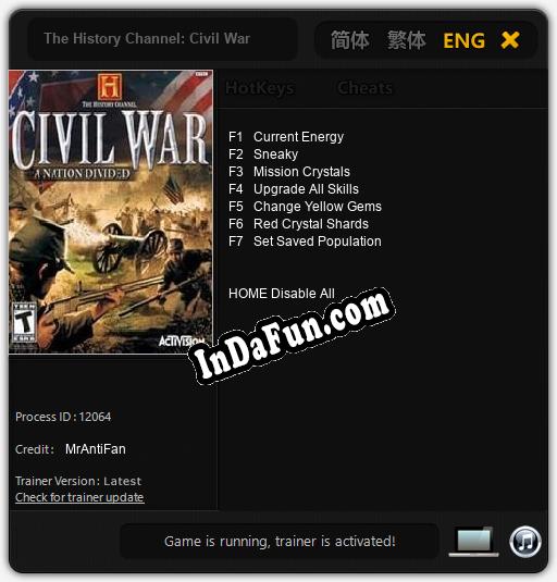 The History Channel: Civil War: Cheats, Trainer +7 [MrAntiFan]