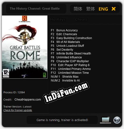 The History Channel: Great Battles of Rome: Trainer +14 [v1.8]
