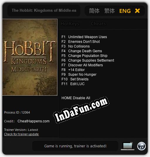 Trainer for The Hobbit: Kingdoms of Middle-earth [v1.0.7]