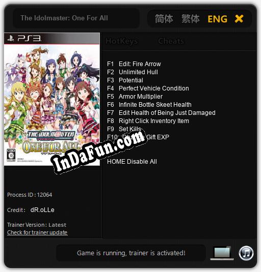 The Idolmaster: One For All: TRAINER AND CHEATS (V1.0.18)