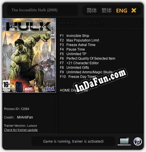 The Incredible Hulk (2008): Cheats, Trainer +10 [MrAntiFan]